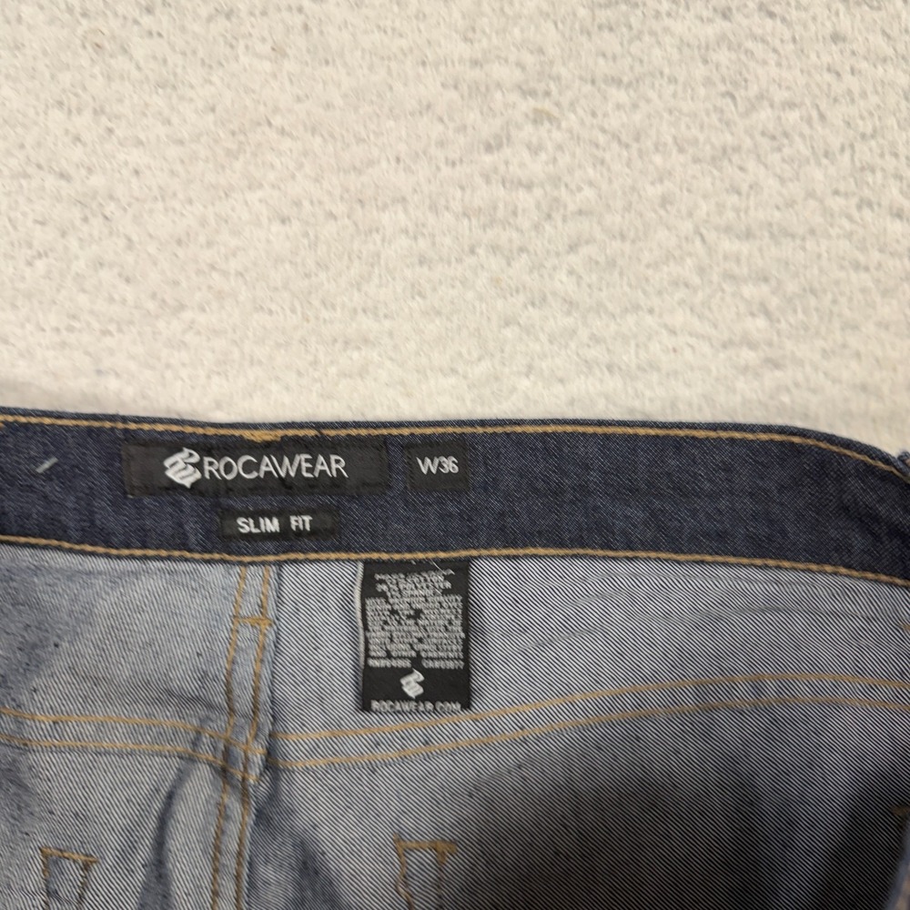 Vtg Rocawear Jeans Men 36 Blue Slim Fit Hip Hop Rap Denim Streetwear Y2K NWOT - Picture 5 of 12